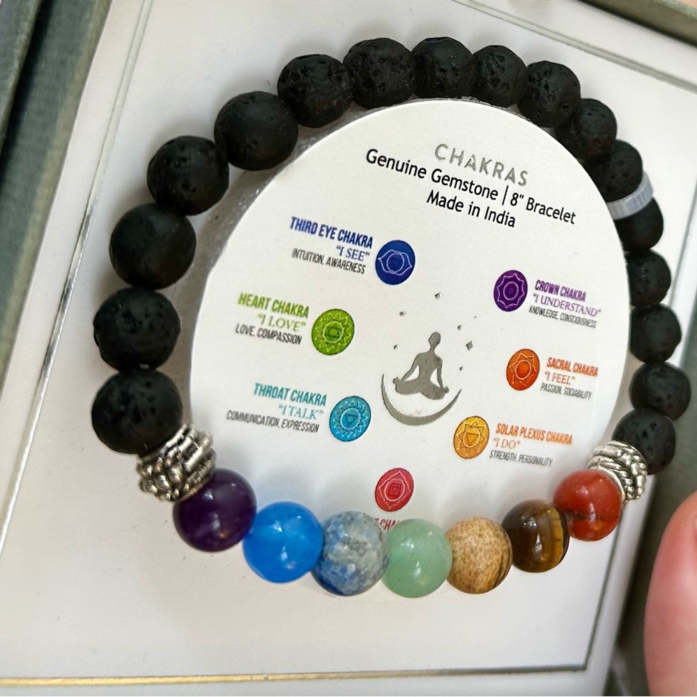 New in Box Shivam Chakra Bracelet 7 Energy Lava Stones Stretch